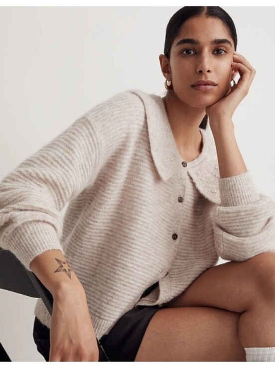 Madewell Sweaters - Madewell Angora Mohair Peter Pan Collar Cardigan Size Small